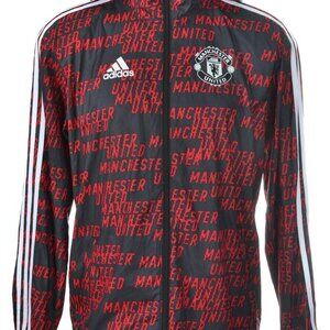 Adidas Manchester United Nylon Glanz Anthem Jacket Red Black Mens Size L
